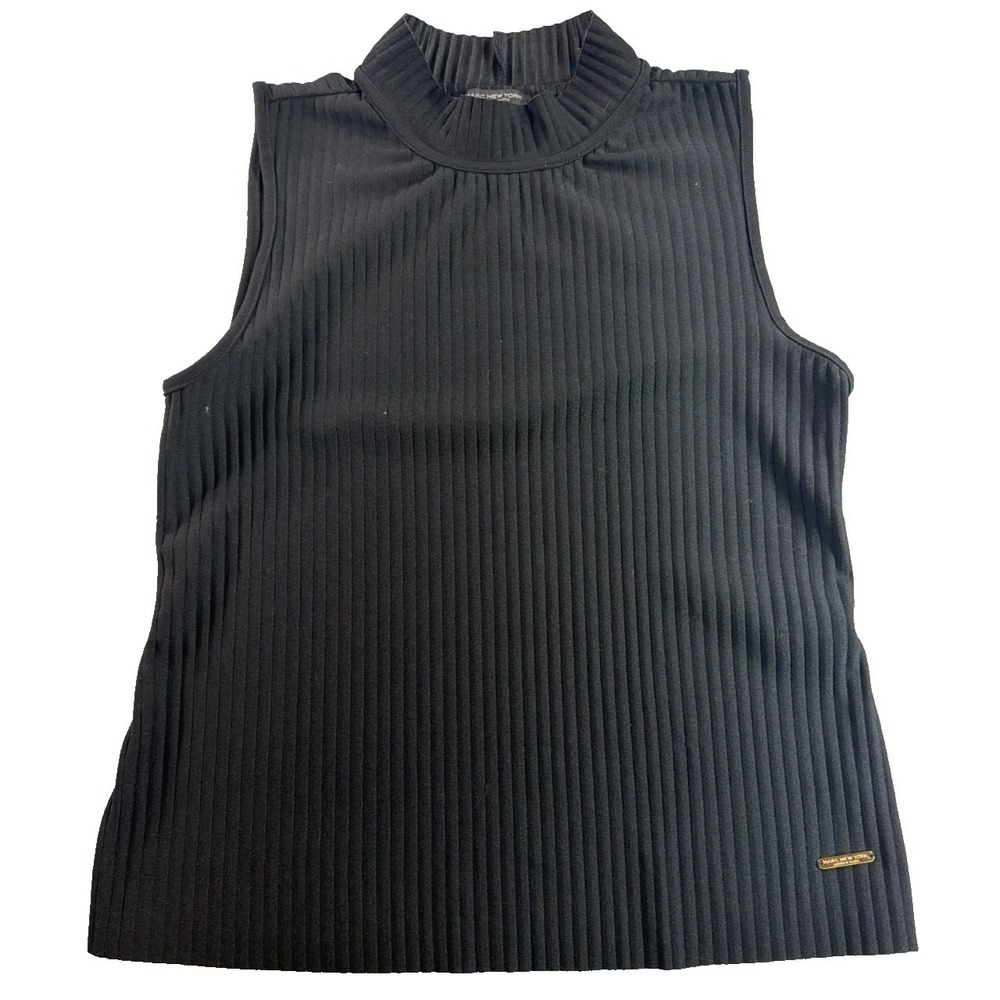 Marc New York Andrew Marc Womens M Black Ribbed Sleeveless Mock Neck Top Apparel
